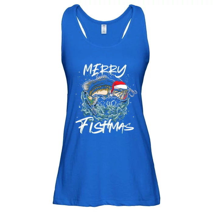 Merry Christmas Fishmas Funny Fishing Fish Gift Ladies Essential Flowy Tank