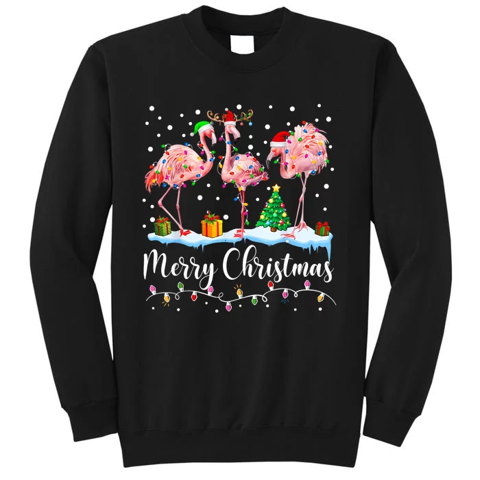 Merry Christmas Flamingo Santa Hat Xmas Pajamas Holiday.Dvjwrnwz Tall Sweatshirt