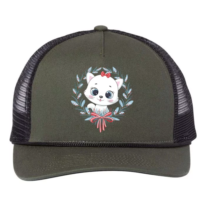 Merry Catmas Funny Cat Christmas Retro Rope Trucker Hat Cap