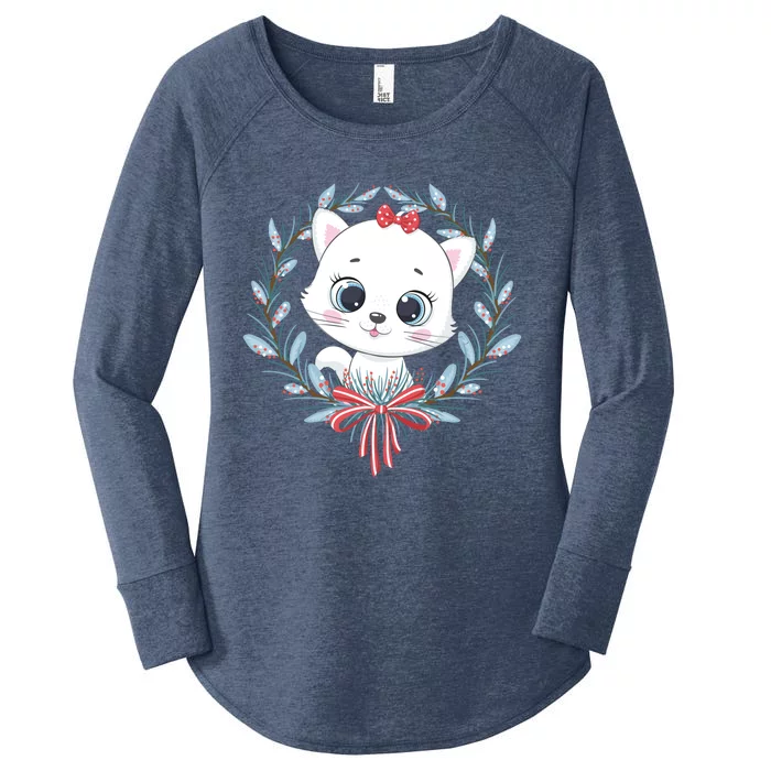 Merry Catmas Funny Cat Christmas Women's Perfect Tri Tunic Long Sleeve Shirt