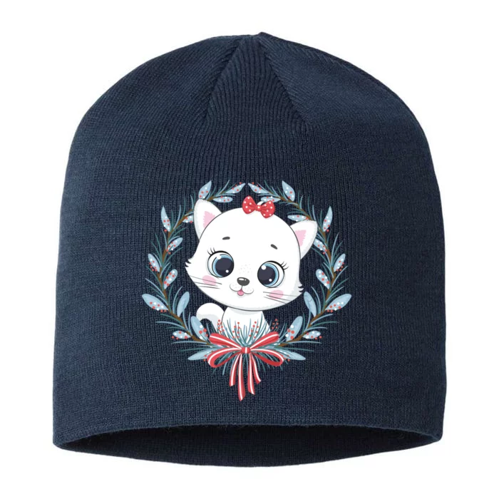 Merry Catmas Funny Cat Christmas 8 1/2in Sustainable Knit Beanie