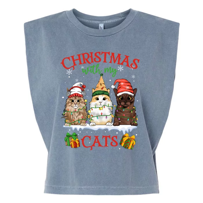 Merry Catmas Funny Christmas Cagift For Cat Lovers Gift Garment-Dyed Women's Muscle Tee