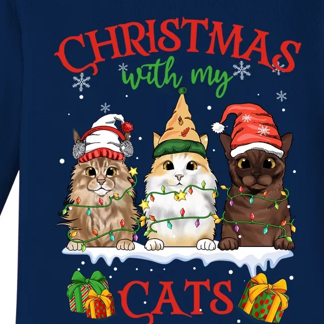 Merry Catmas Funny Christmas Cagift For Cat Lovers Gift Baby Long Sleeve Bodysuit