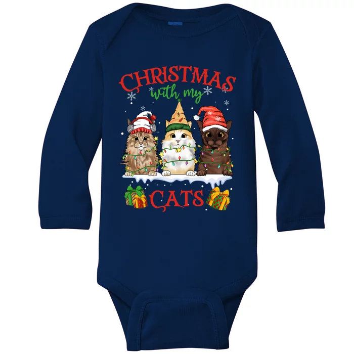 Merry Catmas Funny Christmas Cagift For Cat Lovers Gift Baby Long Sleeve Bodysuit