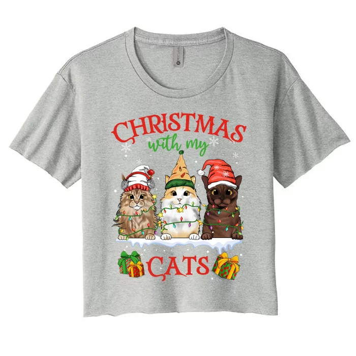 Merry Catmas Funny Christmas Cagift For Cat Lovers Gift Women's Crop Top Tee