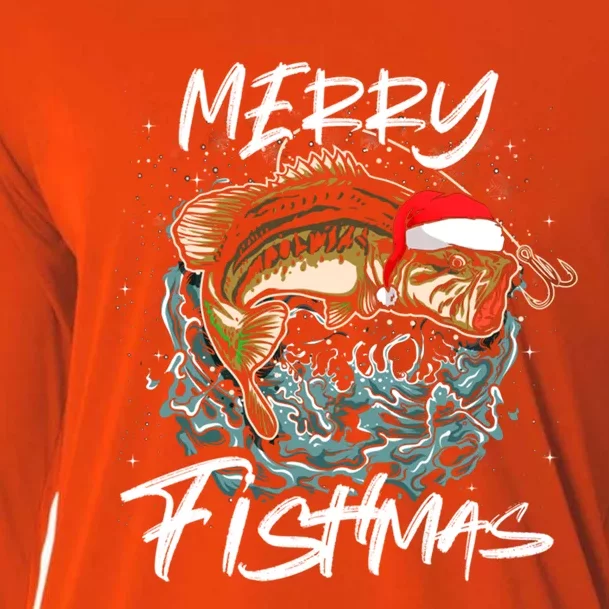 Merry Christmas Fishmas Funny Fishing Fish Funny Gift Cooling Performance Long Sleeve Crew