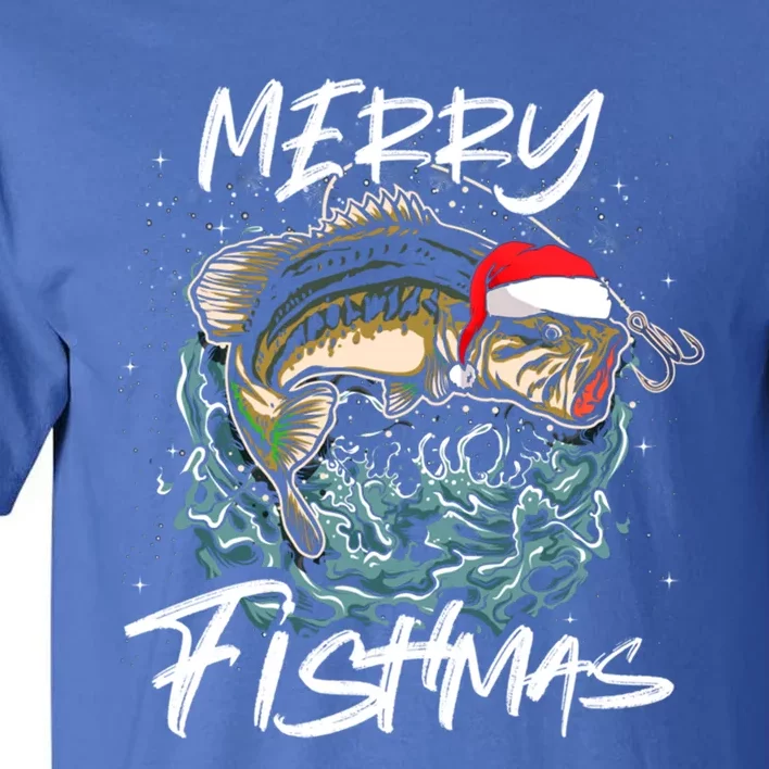 Merry Christmas Fishmas Funny Fishing Fish Funny Gift Tall T-Shirt