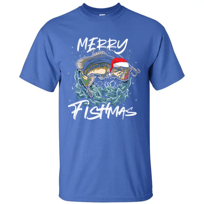 Merry Christmas Fishmas Funny Fishing Fish Funny Gift Tall T-Shirt