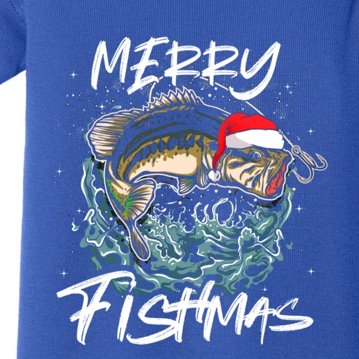 Merry Christmas Fishmas Funny Fishing Fish Funny Gift Baby Bodysuit