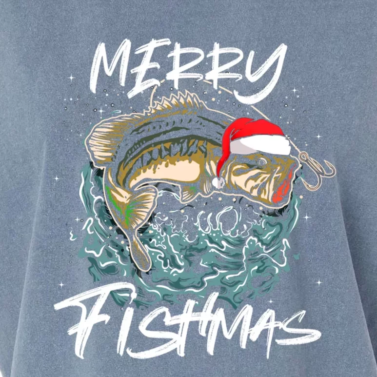 Merry Christmas Fishmas Funny Fishing Fish Funny Gift Garment-Dyed Women's Muscle Tee