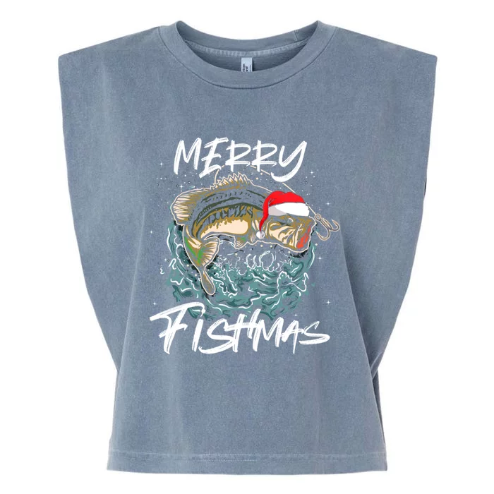 Merry Christmas Fishmas Funny Fishing Fish Funny Gift Garment-Dyed Women's Muscle Tee