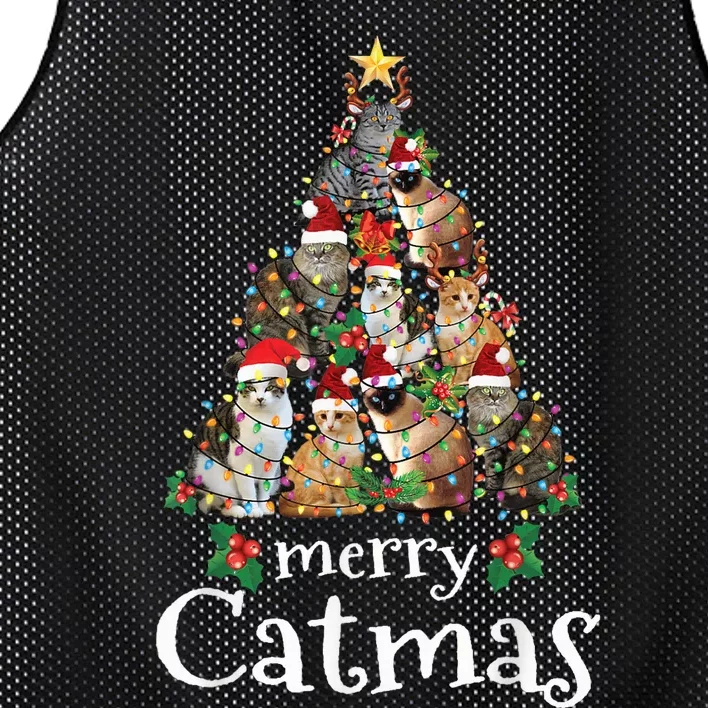 Merry Catmas Funny Cat Mom Cat Dad Christmas Cat Mesh Reversible Basketball Jersey Tank