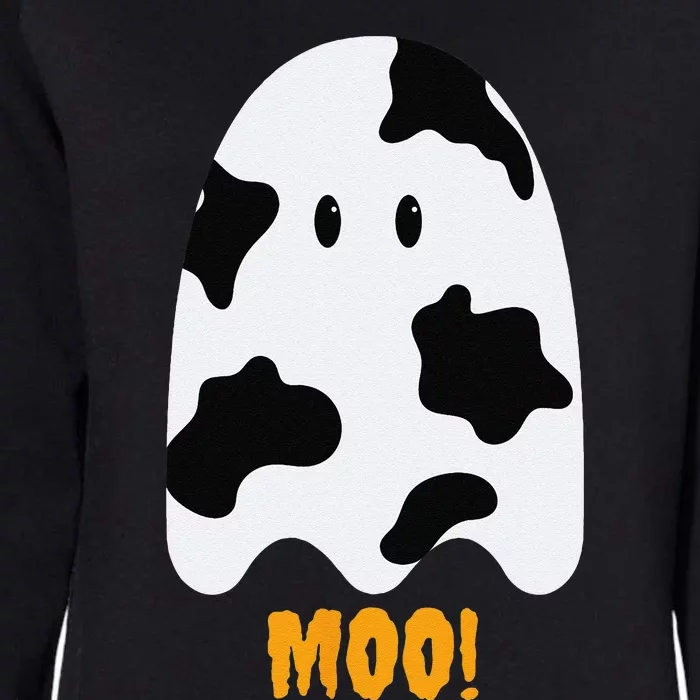 Moo! Cute Funny Cow Print Ghost Halloween Womens California Wash Sweatshirt