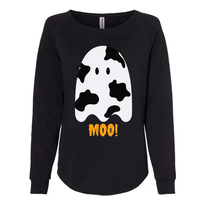 Moo! Cute Funny Cow Print Ghost Halloween Womens California Wash Sweatshirt