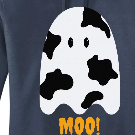 Moo! Cute Funny Cow Print Ghost Halloween Women's Pullover Hoodie