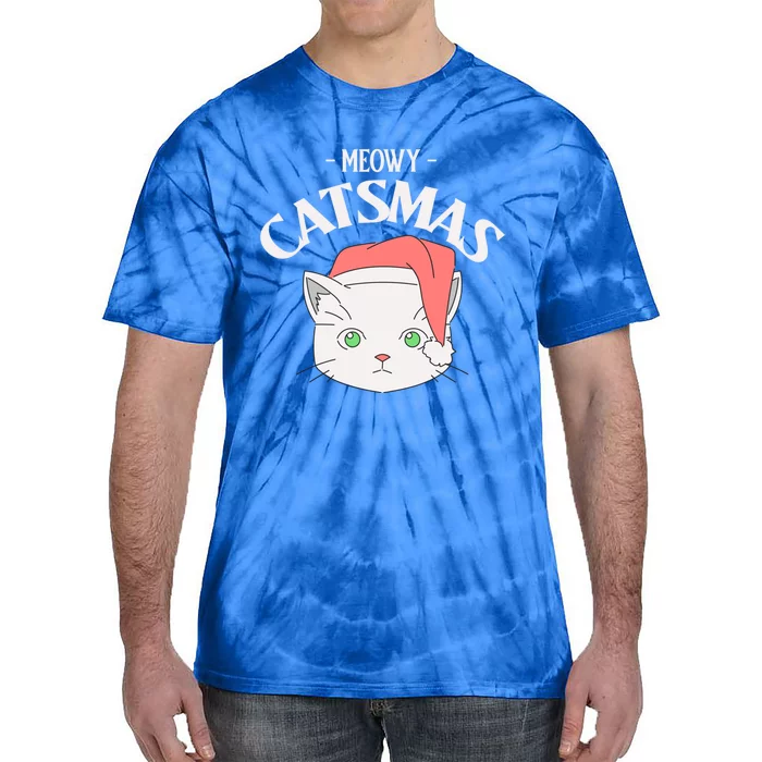 Meowy Catsmas Funny Gift Tie-Dye T-Shirt