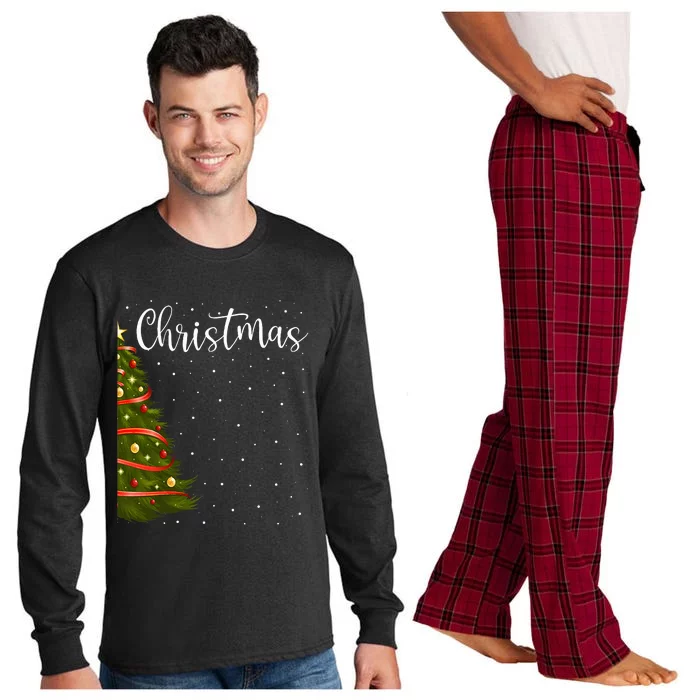 Merry Christmas Funny Christmas Tree Couples Matching Long Sleeve Pajama Set