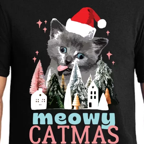 Meowy Catmas Funny Christmas Cat Meme Ugly Xmas Gift Cute Pajama Set