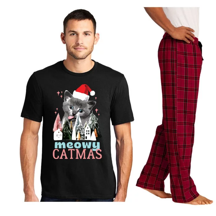 Meowy Catmas Funny Christmas Cat Meme Ugly Xmas Gift Cute Pajama Set