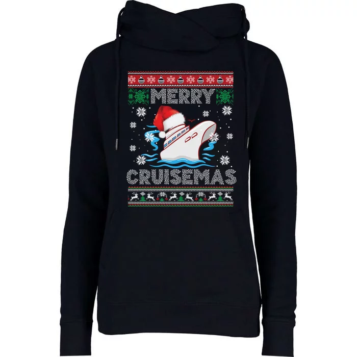 Merry Cruisemas Funny Cruise Ship Family Ugly Christmas Womens Funnel Neck Pullover Hood