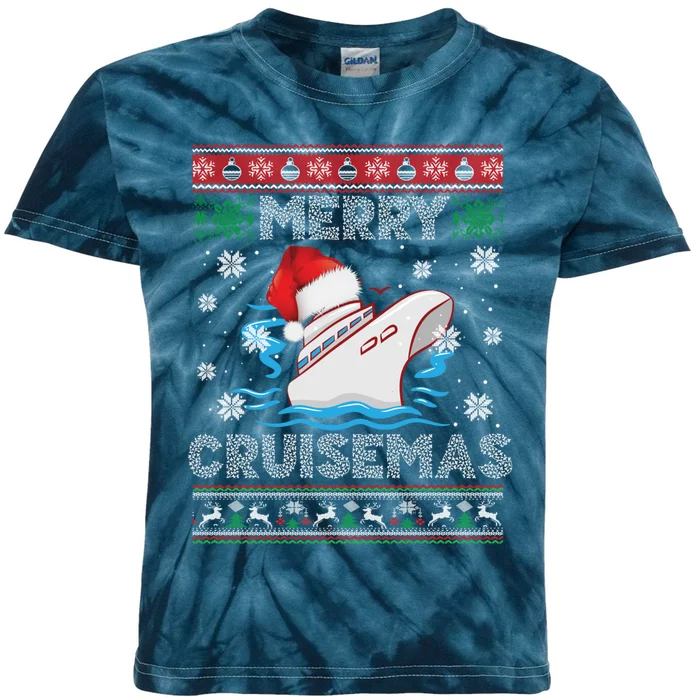 Merry Cruisemas Funny Cruise Ship Family Ugly Christmas Kids Tie-Dye T-Shirt