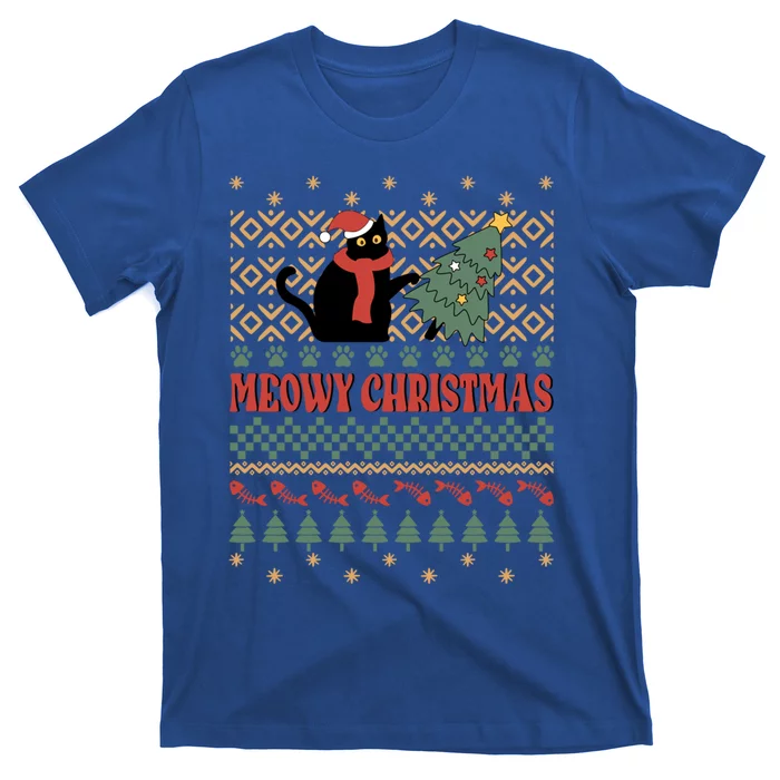 Meowy Christmas Funny Gift T-Shirt