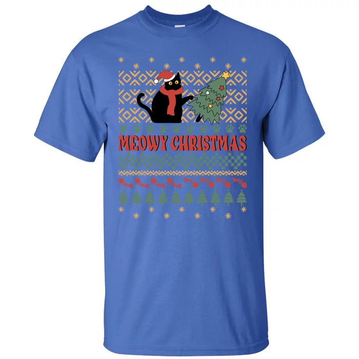 Meowy Christmas Funny Gift Tall T-Shirt