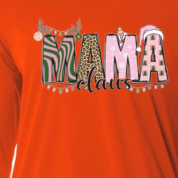 Mama Claus Funny Gift Christmas Lights Pajama Family Matching Cool Gift Cooling Performance Long Sleeve Crew