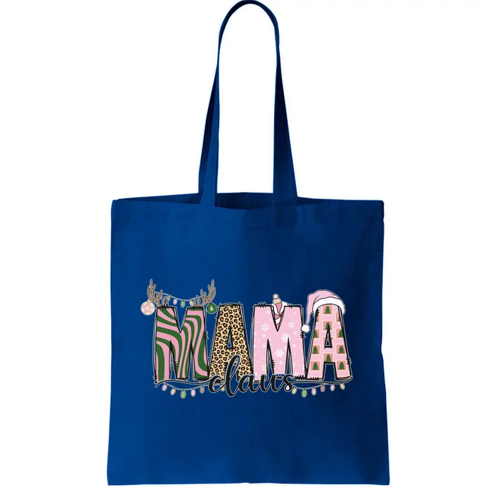 Mama Claus Funny Gift Christmas Lights Pajama Family Matching Cool Gift Tote Bag