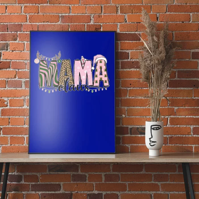 Mama Claus Funny Gift Christmas Lights Pajama Family Matching Cool Gift Poster