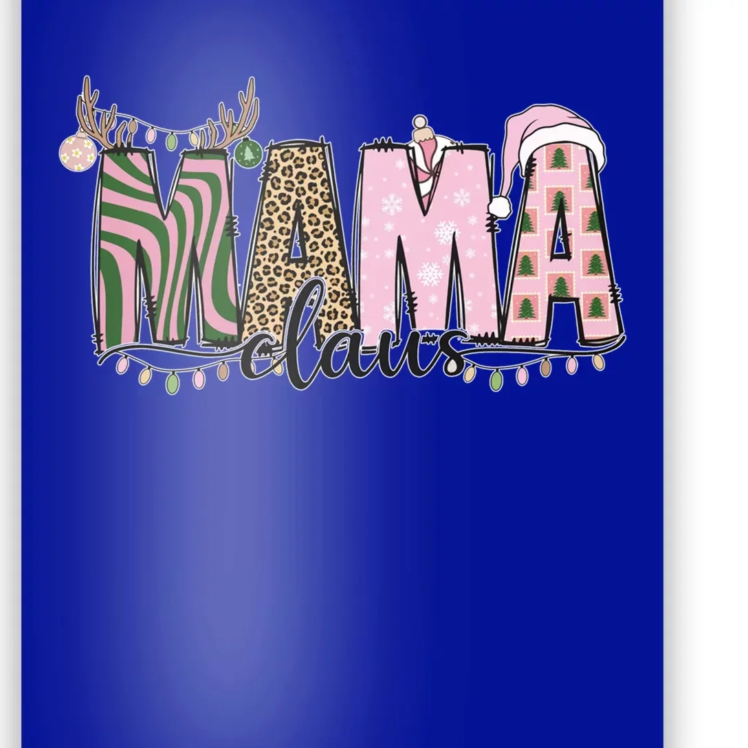 Mama Claus Funny Gift Christmas Lights Pajama Family Matching Cool Gift Poster