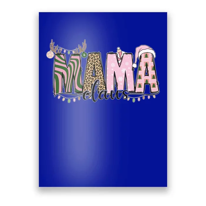 Mama Claus Funny Gift Christmas Lights Pajama Family Matching Cool Gift Poster