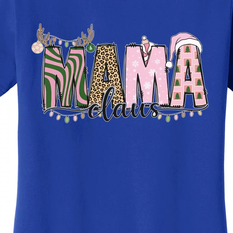 Mama Claus Funny Gift Christmas Lights Pajama Family Matching Cool Gift Women's T-Shirt