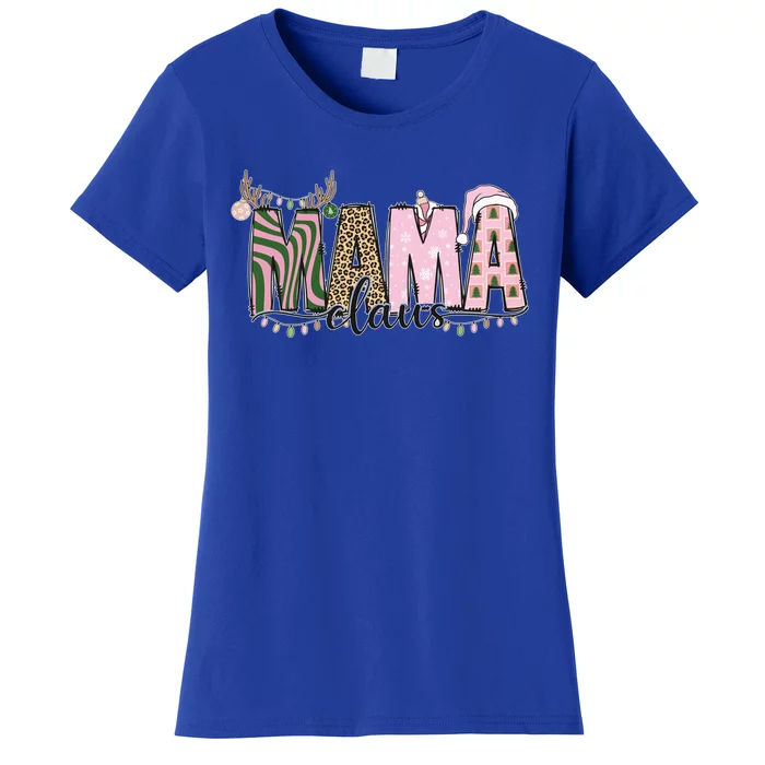 Mama Claus Funny Gift Christmas Lights Pajama Family Matching Cool Gift Women's T-Shirt