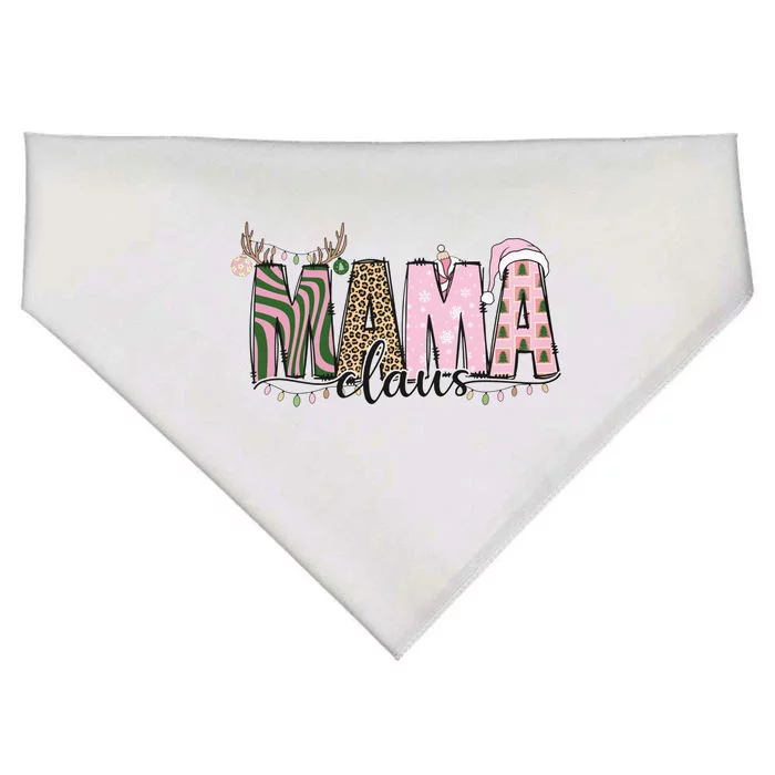 Mama Claus Funny Gift Christmas Lights Pajama Family Matching Cool Gift USA-Made Doggie Bandana