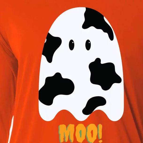 Moo! Cute Funny Cow Print Ghost Halloween Cooling Performance Long Sleeve Crew