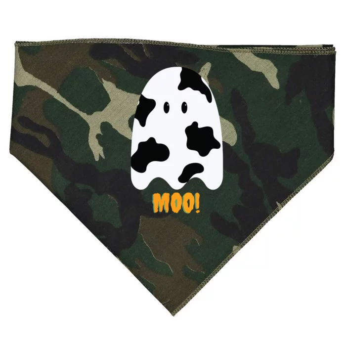 Moo! Cute Funny Cow Print Ghost Halloween USA-Made Doggie Bandana