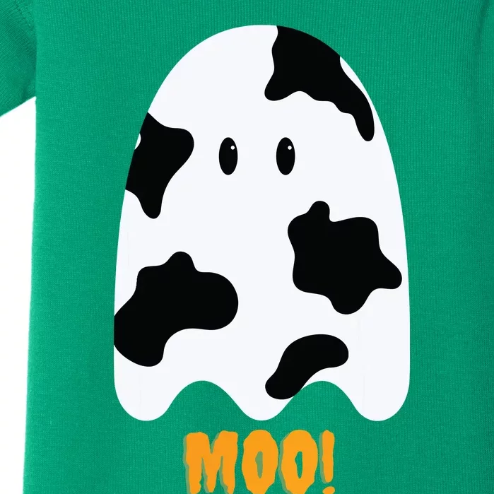 Moo! Cute Funny Cow Print Ghost Halloween Baby Bodysuit