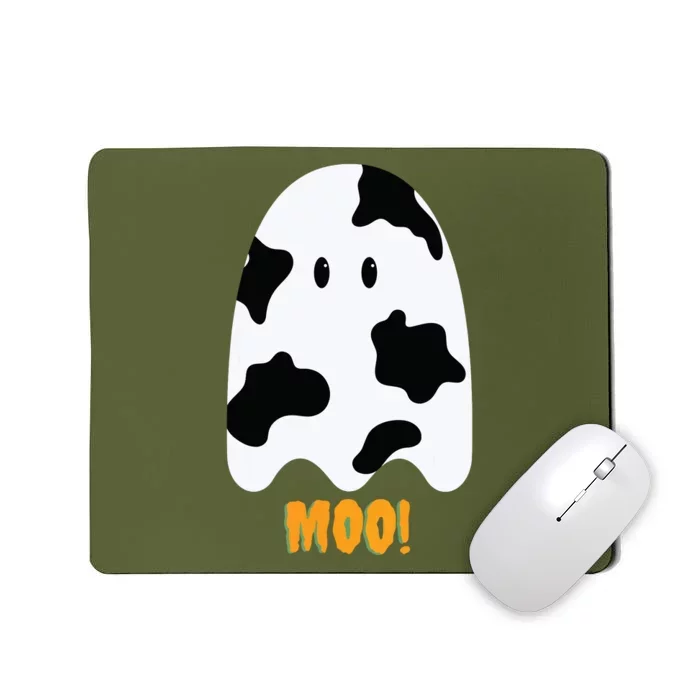 Moo! Cute Funny Cow Print Ghost Halloween Mousepad