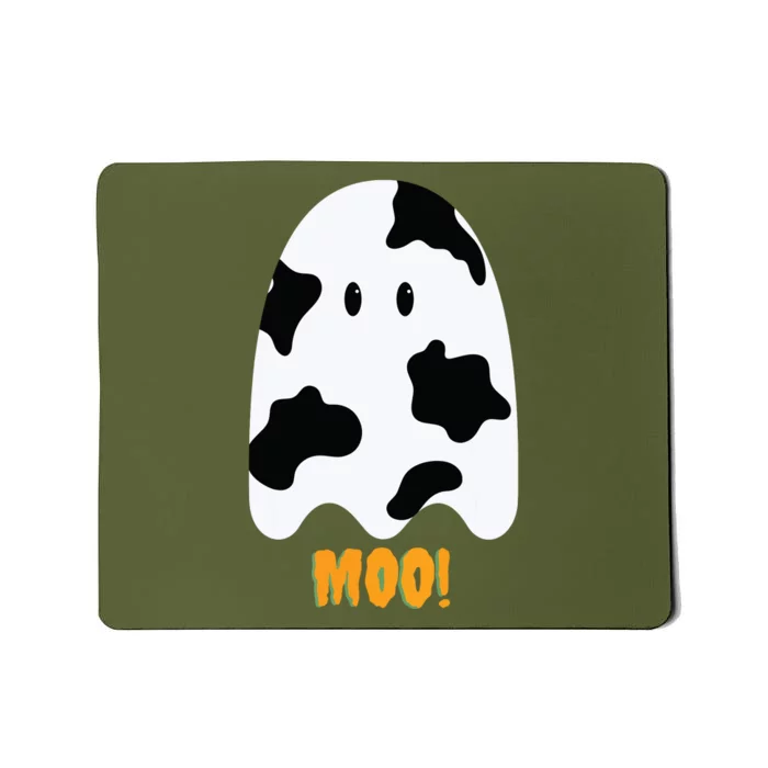 Moo! Cute Funny Cow Print Ghost Halloween Mousepad