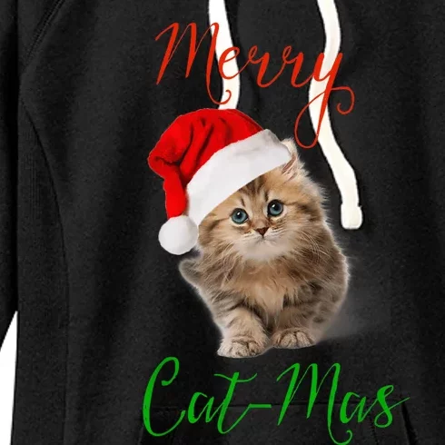 Merry Catmas Funny Christmas Holiday  Cat Kitten Women's Fleece Hoodie