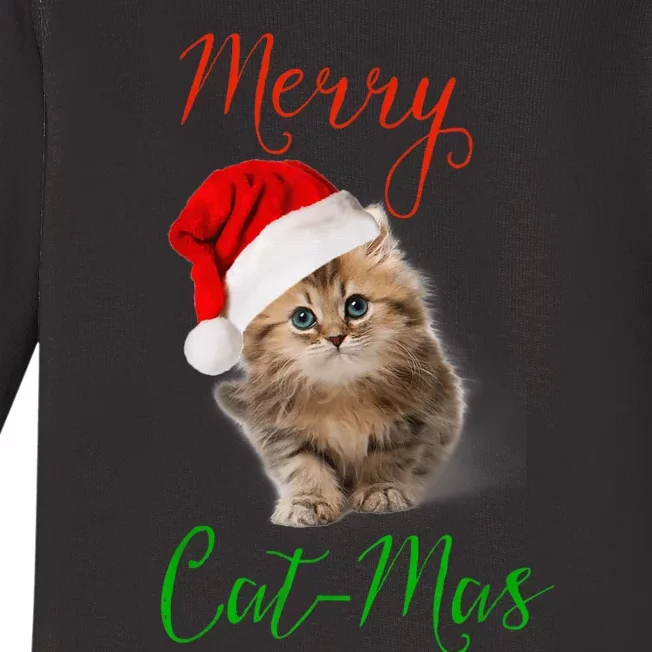 Merry Catmas Funny Christmas Holiday  Cat Kitten Baby Long Sleeve Bodysuit