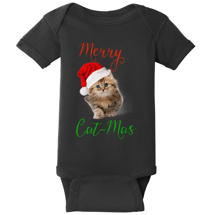 Merry Catmas Funny Christmas Holiday  Cat Kitten Baby Bodysuit