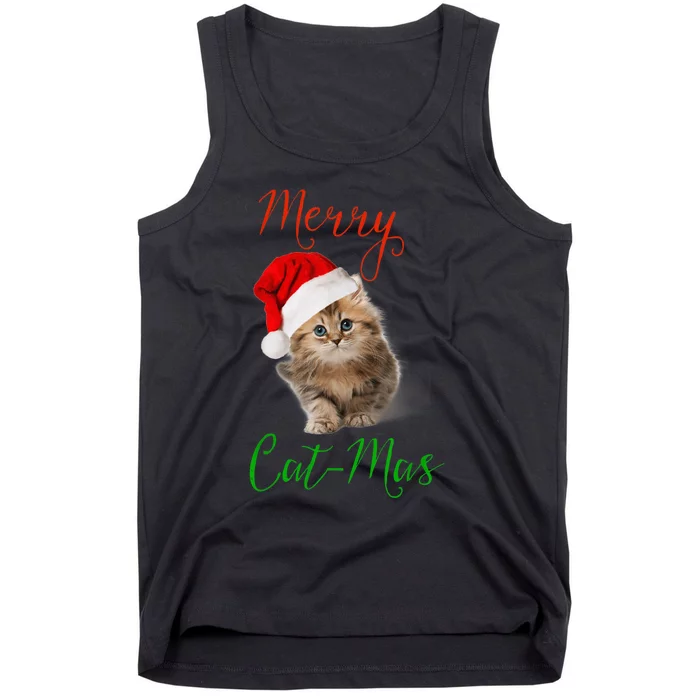 Merry Catmas Funny Christmas Holiday  Cat Kitten Tank Top