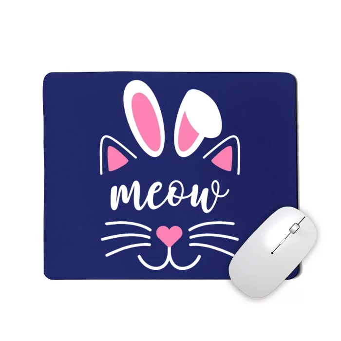 Meow Cat Face Easter Day Bunny Funny Cat Lover Mousepad