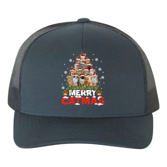 Meowy Catmas Funny Christmas Tree Lights Pajama Funny Gift Yupoong Adult 5-Panel Trucker Hat