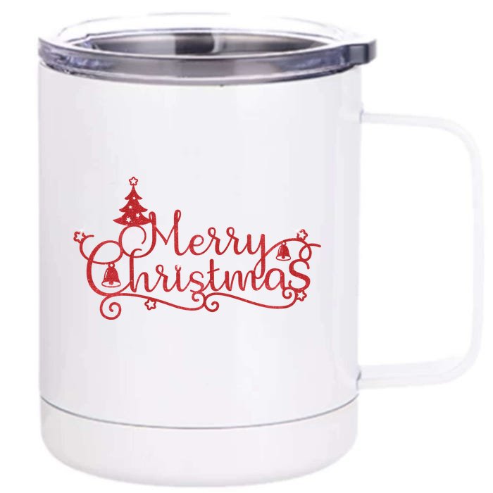 Merry Christmas Festive Holiday Front & Back 12oz Stainless Steel Tumbler Cup