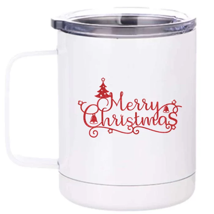 Merry Christmas Festive Holiday Front & Back 12oz Stainless Steel Tumbler Cup