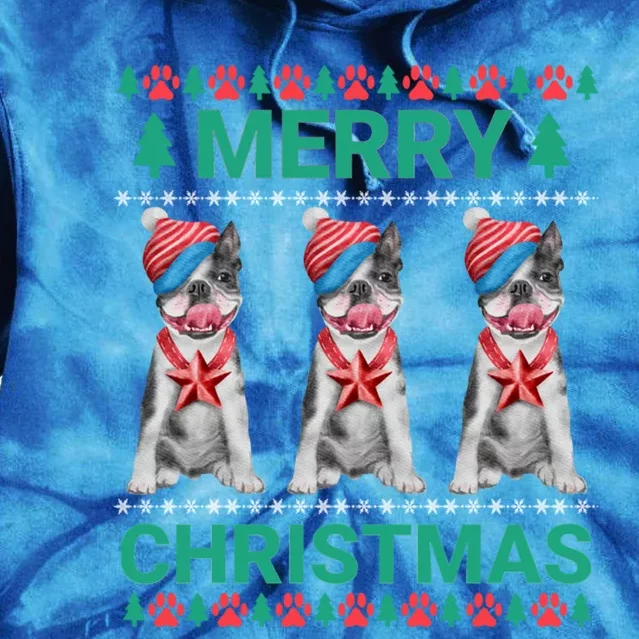 Merry Christmas French Bulldog Puppy Cute Xmas Bulldog Lover Gift Tie Dye Hoodie