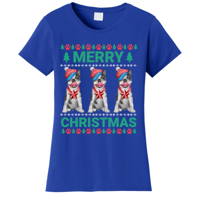 Merry Christmas French Bulldog Puppy Cute Xmas Bulldog Lover Gift Women's T-Shirt